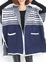 Casual Women Hooded Batwing Sleeve Pockets Knit Cardigan