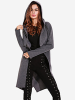 Casual Women Long Sleeve Hooded Pure Color Sweatshirt Coats