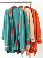 Casual Women Long Sleeve Mid-Long Knitted Cardigans