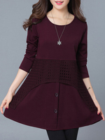 Casual Women Mini Dress,  Solid Patchwork Mini Dress