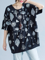 Casual Women Printed Half Sleeve O-Neck Pullover T-Shirt