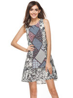 Casual Women Printed Sleeveless O-neck Pullover Dress
