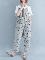 Casual Women Printed Spaghetti Strap Pockets Baggy Jumpsuits Overalls