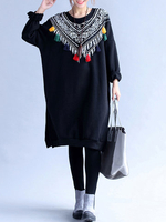 Casual Women Printed Tassels Long Sleeve Thicken Sweatshirt