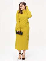 Casual Women Pure Color Patchwork Long Sleeve Maxi Dress