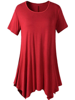 Casual Women Short Sleeve Irregular Hem Pure Color T-shirts