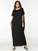 Casual Women Short Sleeve O-Neck Loose Long Maxi Dresses