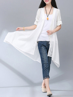 Casual Women Solid Long Sleeve Long Sunscreen Cardigan