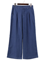 Casual Women Solid Middle Waist Pockets Wide Leg Pants