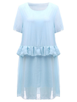 Casual Women Solid Ruffles Chiffon Mini Dress
