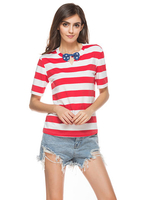 Casual Women USA Flag Printed Short Sleeve O-Neck T-Shirt