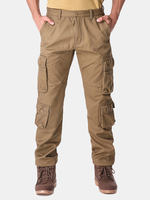 ChArmkpR Mens Winter Polar Fleece Lined Warm Trousers Multi-Pocket Straight Cargo Pants
