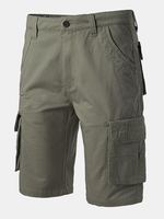ChArmkpR Plus Size Mens Military Multi Pocket Solid Color Cotton Cargo Shorts