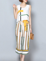 Chiffon Casual Women Sleeveless Tops And Wide Leg Pants Suits