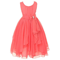 Chiffon Irregular Tie Sleeveless O-neck Dress For Kids Girl