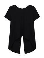 Chiffon Split Backless Irregular Hem Casual Round Collar Blouse