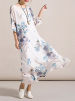 Chinese Style Floral Printed Dresses Two-piece Outfits For Women