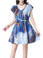 Chinese Style Ink Painting Printed Dresses For Women