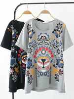 Chinese Style O-neck Short Sleeves Printed T-shirts