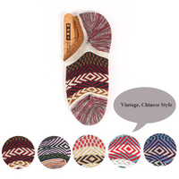 Chinese Style Vintage Rough Line Casual Cotton Breathable Boat Socks For Men