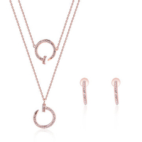 Circle Jewelry Set Rhinestone Tassel Necklace Earrings Set
