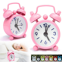Classic Silent Double Bell Alarm Clock Night Light Quartz Movement Bedside