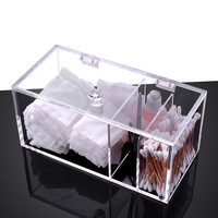 Clear Acrylic Storage Holder Organizer Clamshell Makeup Case Display Stand Q-tip Cotton Swabs Box