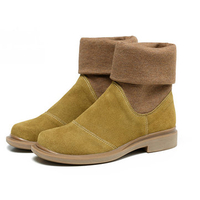 Color Blocking Ankle Genuine Leather Boots For Women