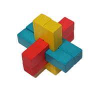 Colorful Beech Children Puzzle Six Key Kong Ming Lock Children