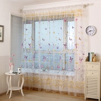 Colorful Butterfly Flower Voile Curtain Panel Window Room Divider Sheer Curtain Home Decor