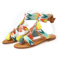 Colorful Tassel Vintage Bohemia Flat Buckle Sandals