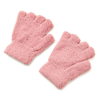 Coral Fleece Fingerless Gloves Pure Color Soft Thicken Thermal Short Mittens