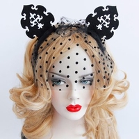 Cosplay Retro Headband Vintage Cat Ear Cotton Lace Veil Headwear