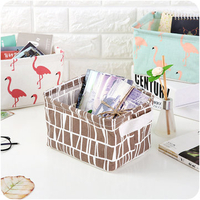 Cotton Printing Desktop Sundries Storage Basket Foldable Cabinets Clothing Round Square With Handle