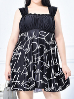 Cozy Plus Size Cute Bathing Suit Letters Printing Boysuit Swimdresses