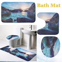Creative 3 Pcs Rock Pattern Bathroom Non-slip Mat Bath Anti Slip Carpet Rug Supplies