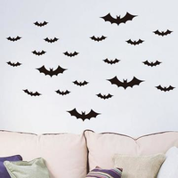 Creative Halloween Haunted House Glass Bat Wall Stickers Background Decor