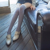 Crochet Lace Trim Cotton Knit Footed Leg Boot Cuffs Socks Knee High Stockings