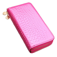 Crocodile Patent Leather Double Zipper Wallet