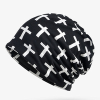 Cross Beanie Cap Collar Neck Scarves Hat Multi-function