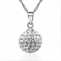 Crystal Rhinestone Ball Pendant Silver Chain Necklace