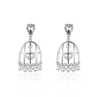 Cute Birdcage Earrings Pearl Crystal Tassel Earrings