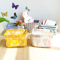 Cute Colorful Snack Table Toy Storage Basket Foldable Cotton Line Home Bag Portable Office Container