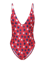 Deep Plunge Pentagram Pattern Backless Wireless One-Pieces Swimsuit