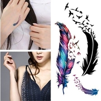 DIY Hollow Feather Watterproof Tattoo Stickers Scar Cover Paste Temporary Tattoos