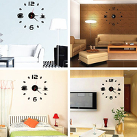 DIY Large Wall Clock 3D Mirror Surface Sticker Modern Watch Home Room Decor