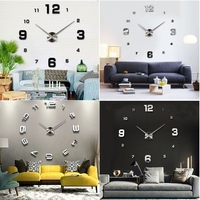 DIY Luxury 3D Mirror Wall Clock Art Decor Sticker Large Hours Room Decor