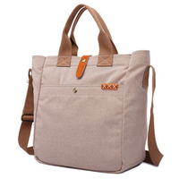 Ekphero Genuine Leather Canvas Tote Handbags Casual Briefcase Vintage Crossbody Bags