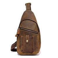 Ekphero Genuine Leather Chest Bag Casual Vintage First Layer Leather Shoulder Crossbody Bag For Men