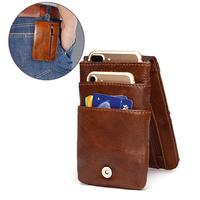 Ekphero Genuine Leather Wallet Multi Pocket Waist Bag Phone Bag For Men